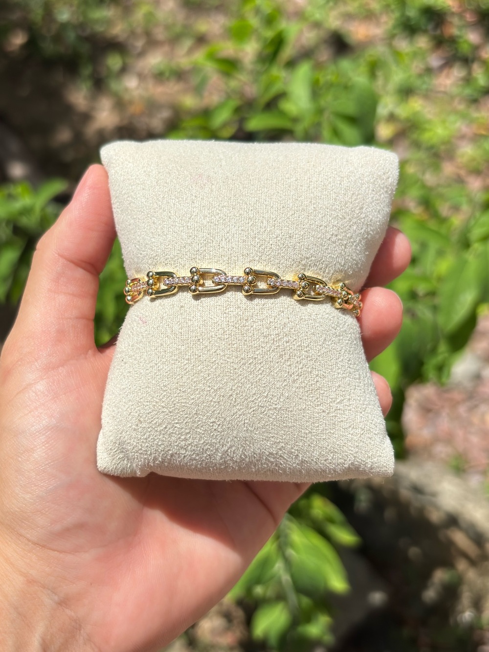 18K Gold Plated Stainless Steel Diamond Cuff Bracelet